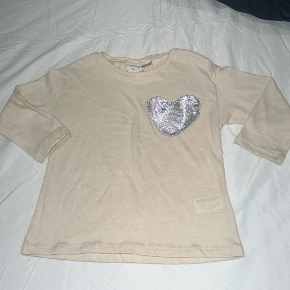 Zara Silver Heart Long Sleeve Shirt